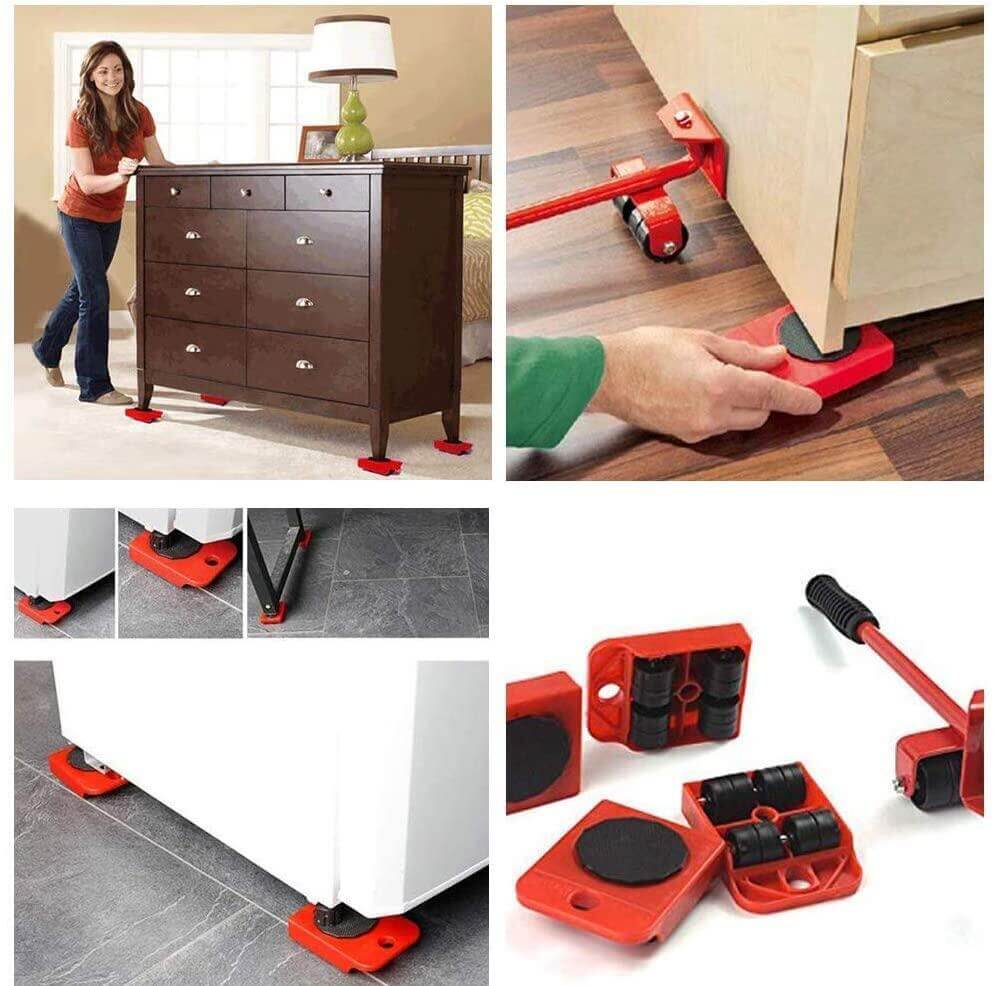 Furniture mover 5-in-1 Heavy Furniture Mover Tool Set with Lifter & 360° Rollers
