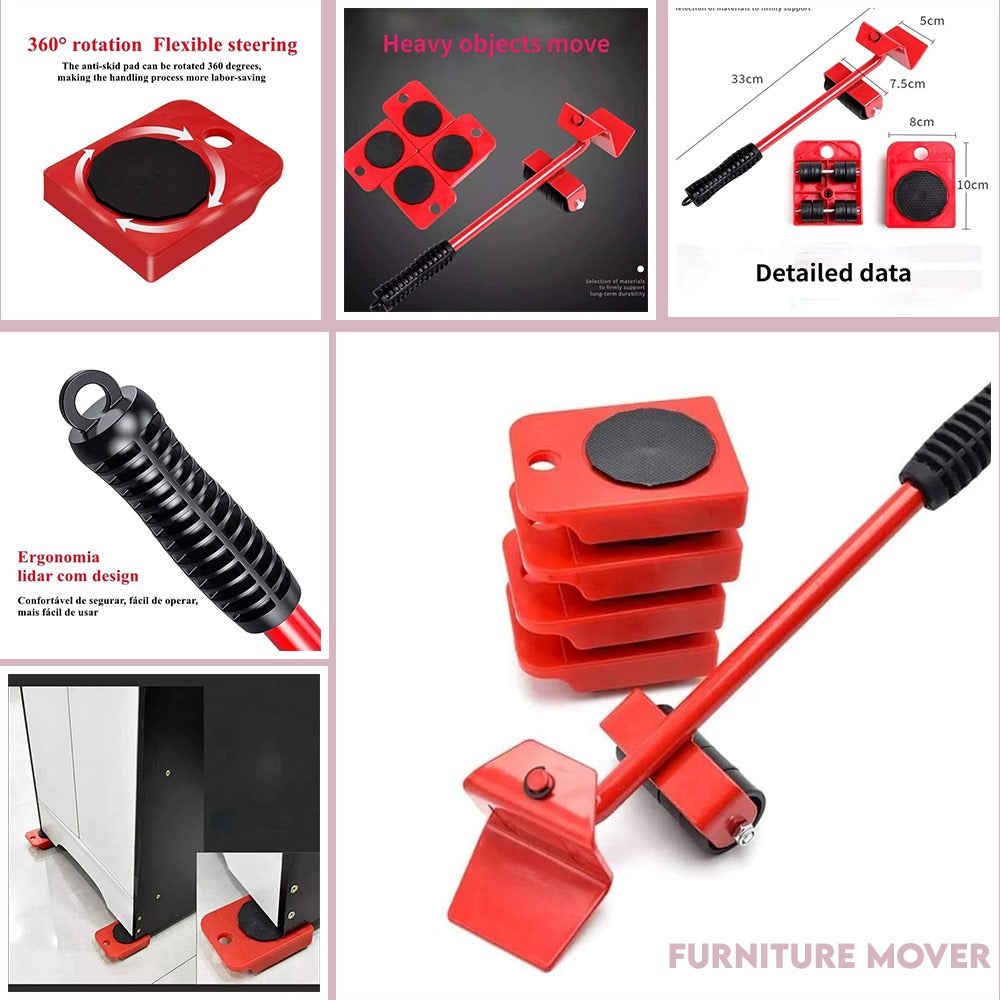 Furniture mover 5-in-1 Heavy Furniture Mover Tool Set with Lifter & 360° Rollers