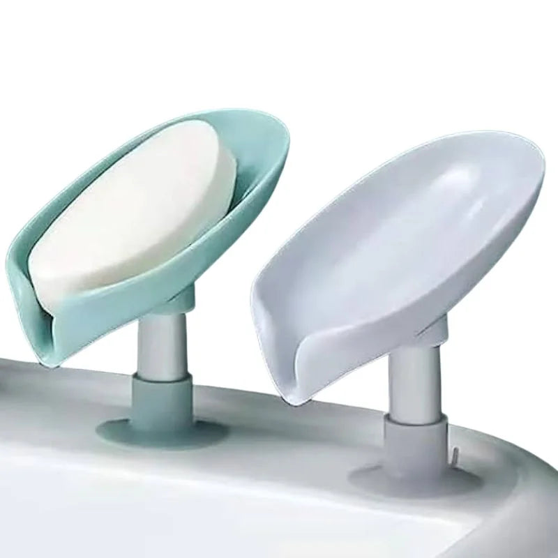 Leaf-Shaped Self-Draining Soap Holder | Stylish Waterfall Design with Suction Base for Bathroom & Kitchen | Random Colors