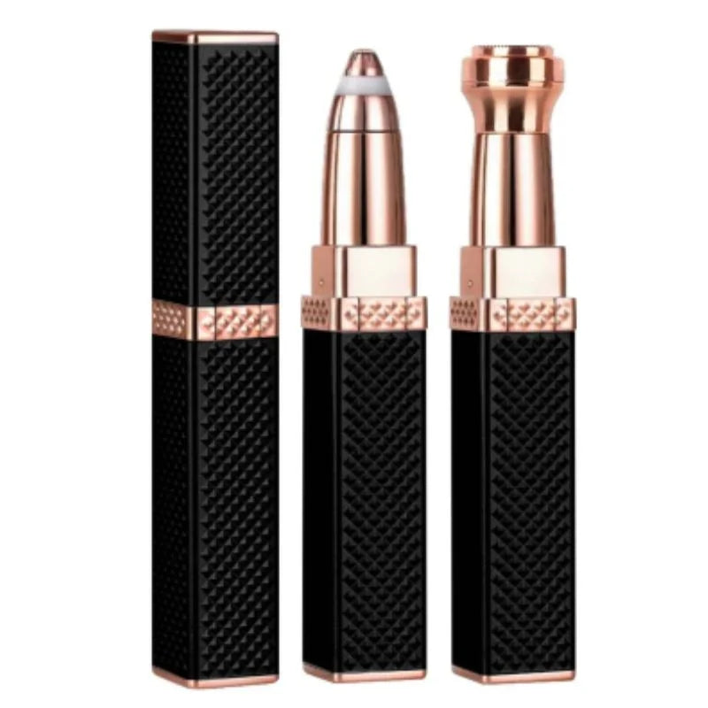 2-in-1 Flawless Facial Hair Remover & Eyebrow Trimmer | USB Rechargeable, Painless & Portable | Black