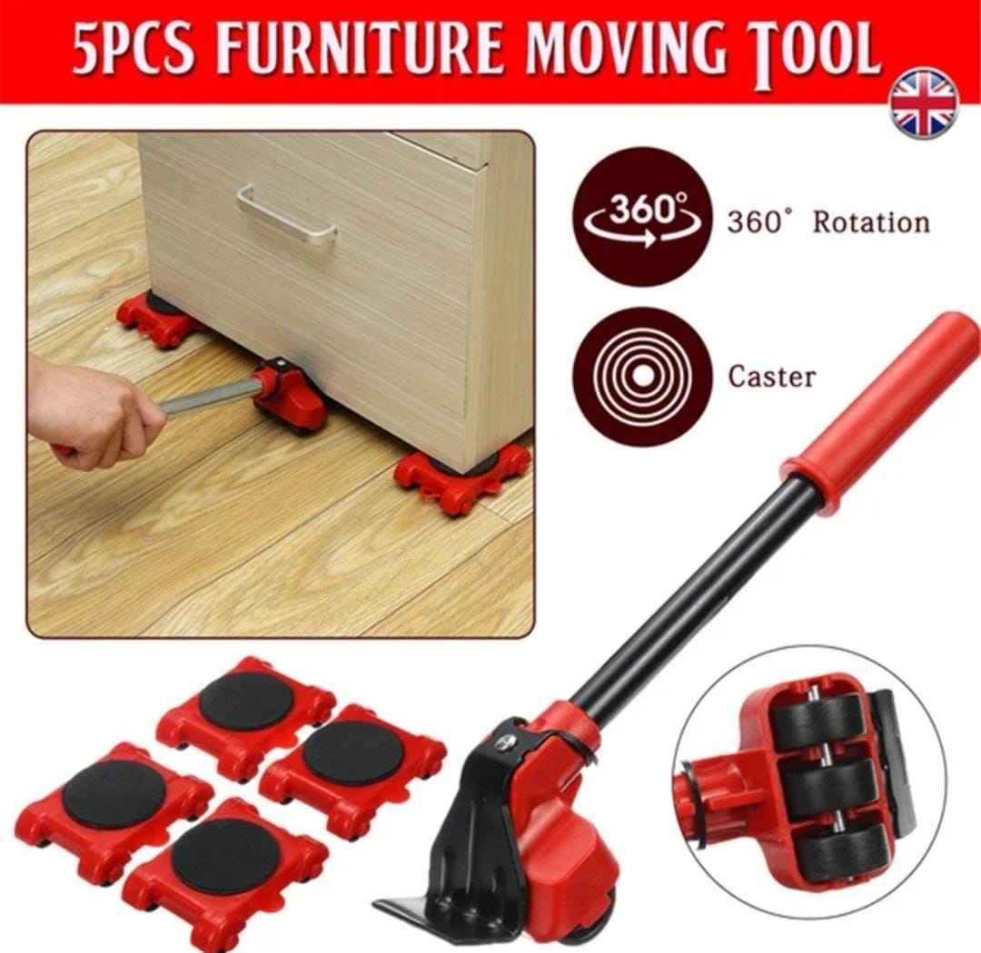 Furniture mover 5-in-1 Heavy Furniture Mover Tool Set with Lifter & 360° Rollers