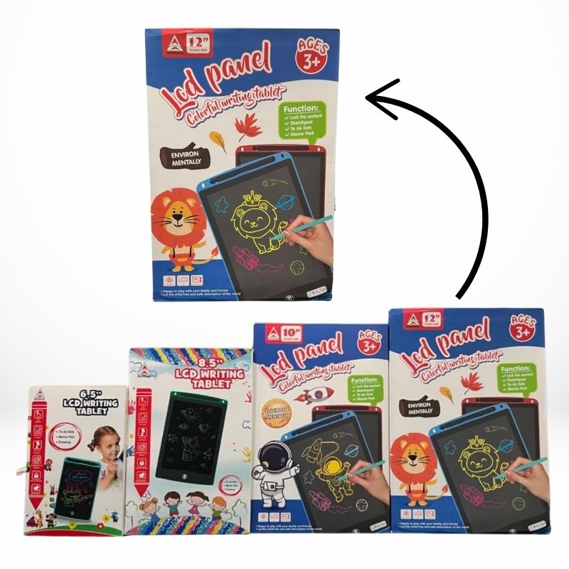 12-Inch Multi-Color LCD Writing Tablet | Top Quality | Reusable Drawing & Note-Taking Tool for Kids  | Random Colors